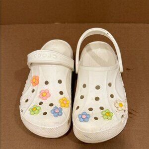 CROCS White Sandals with Colorful Floral Accents